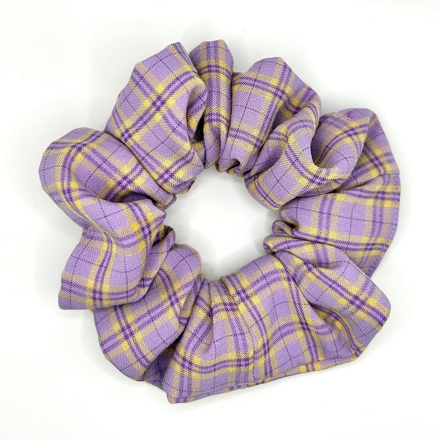 Lilac and Yellow Checked Scrunchie