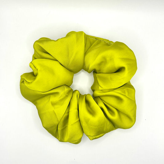 Lime Green Satin Scrunchie