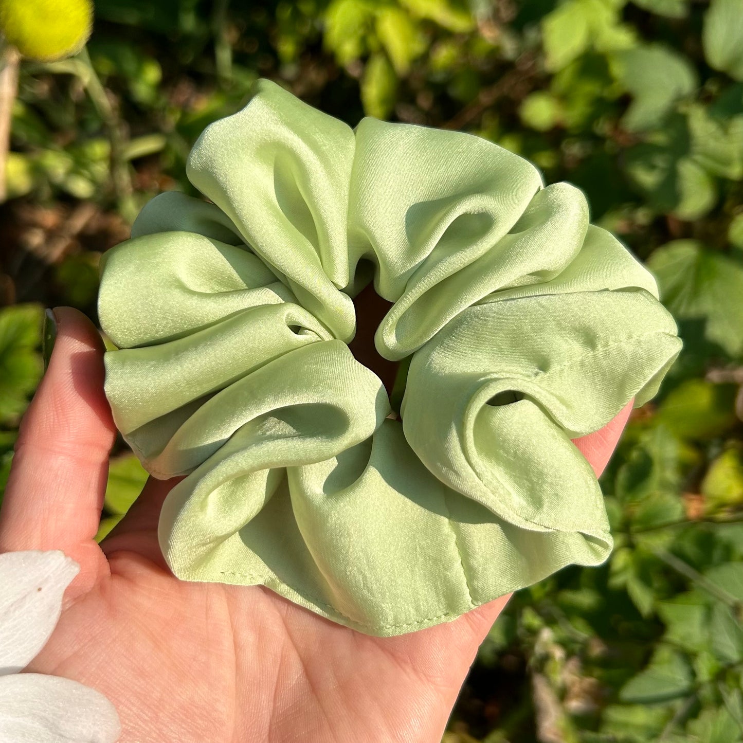 Pale Green Satin Scrunchie