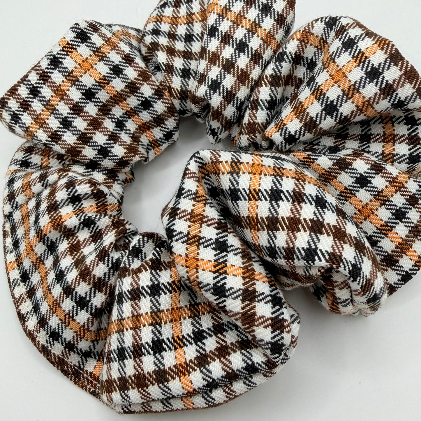 Brown Checked Scrunchie
