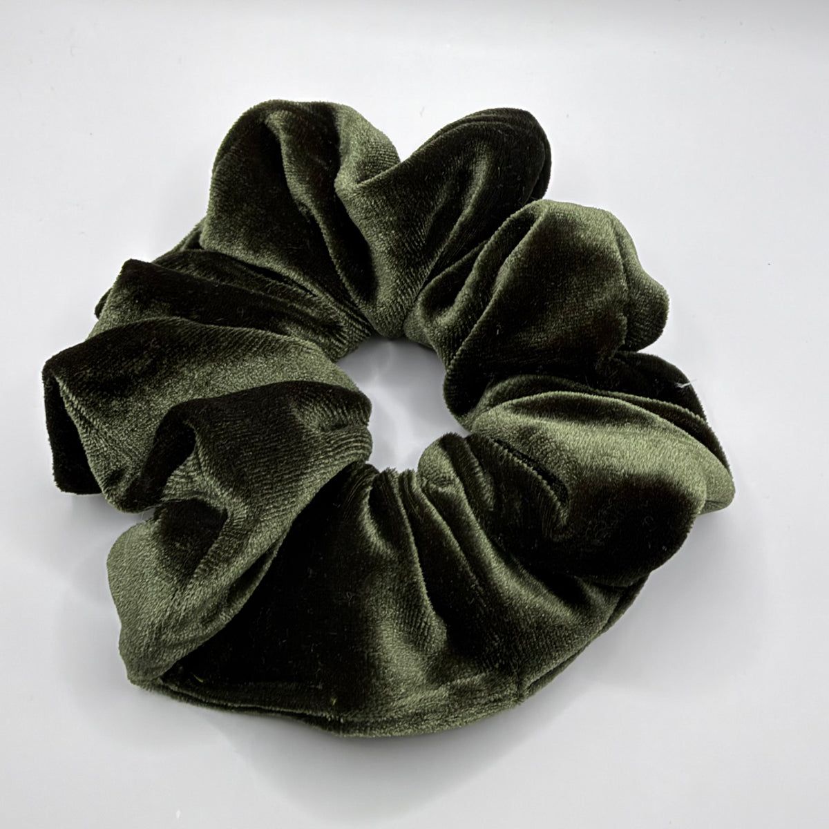 Khaki Green Velvet Scrunchie