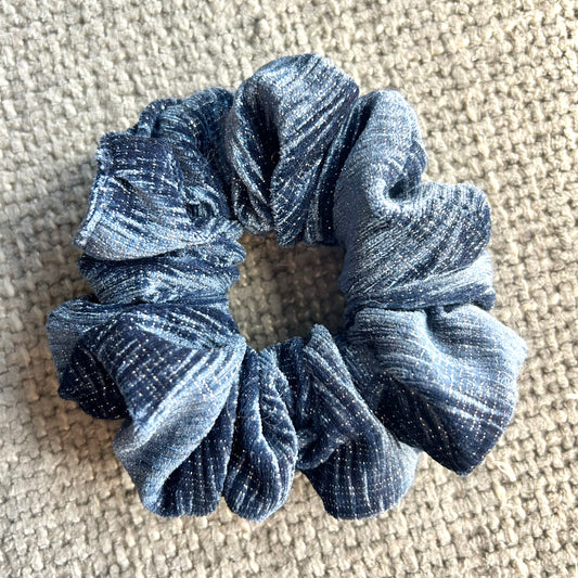 Dusky Blue Glitter Velvet Scrunchie