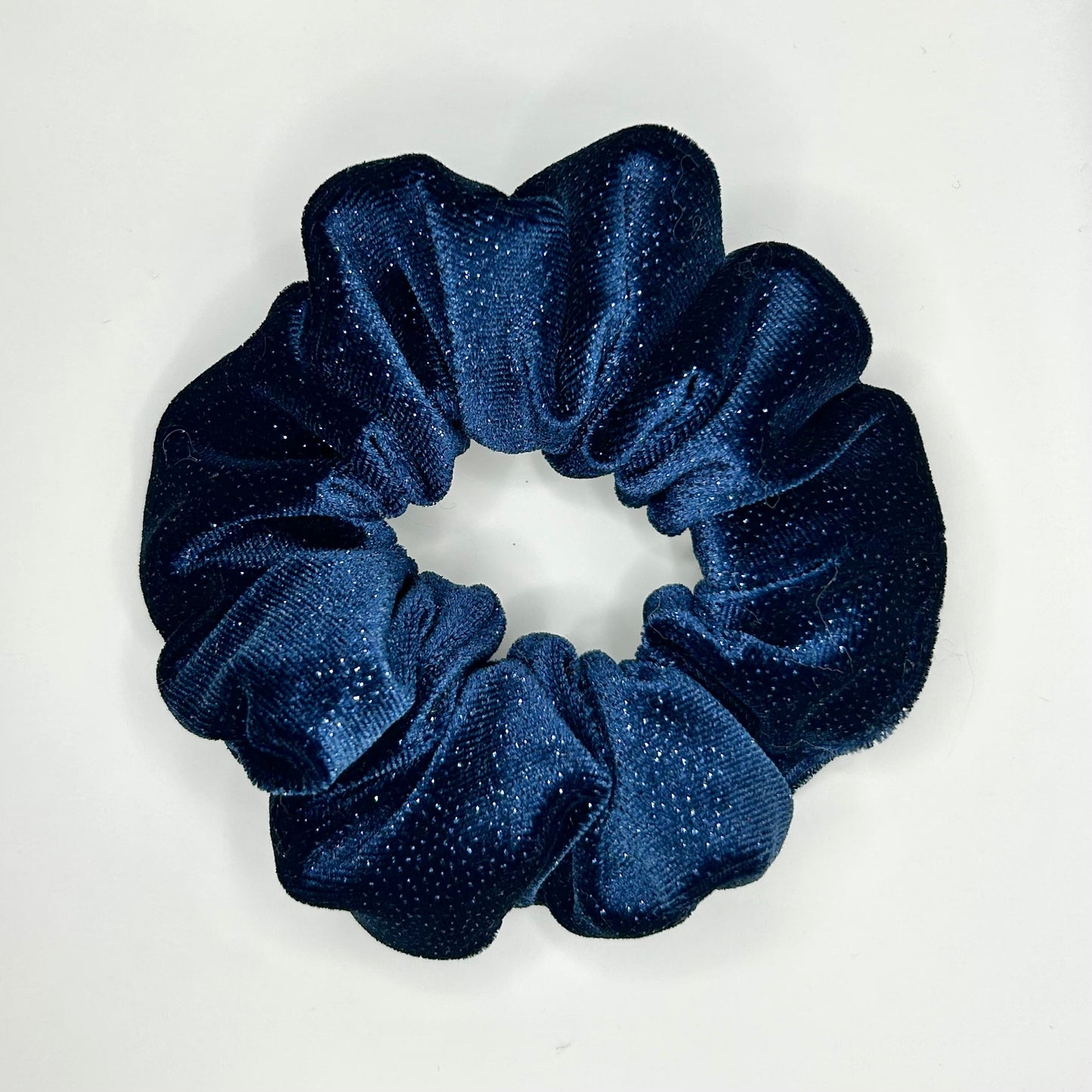Midnight Blue Sparkly Velvet Scrunchie