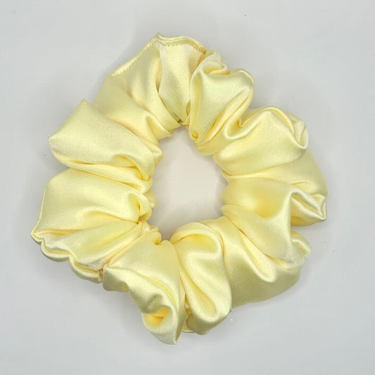Pastel Yellow Satin Scrunchie