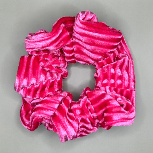 Pink Striped Velvet Scrunchie