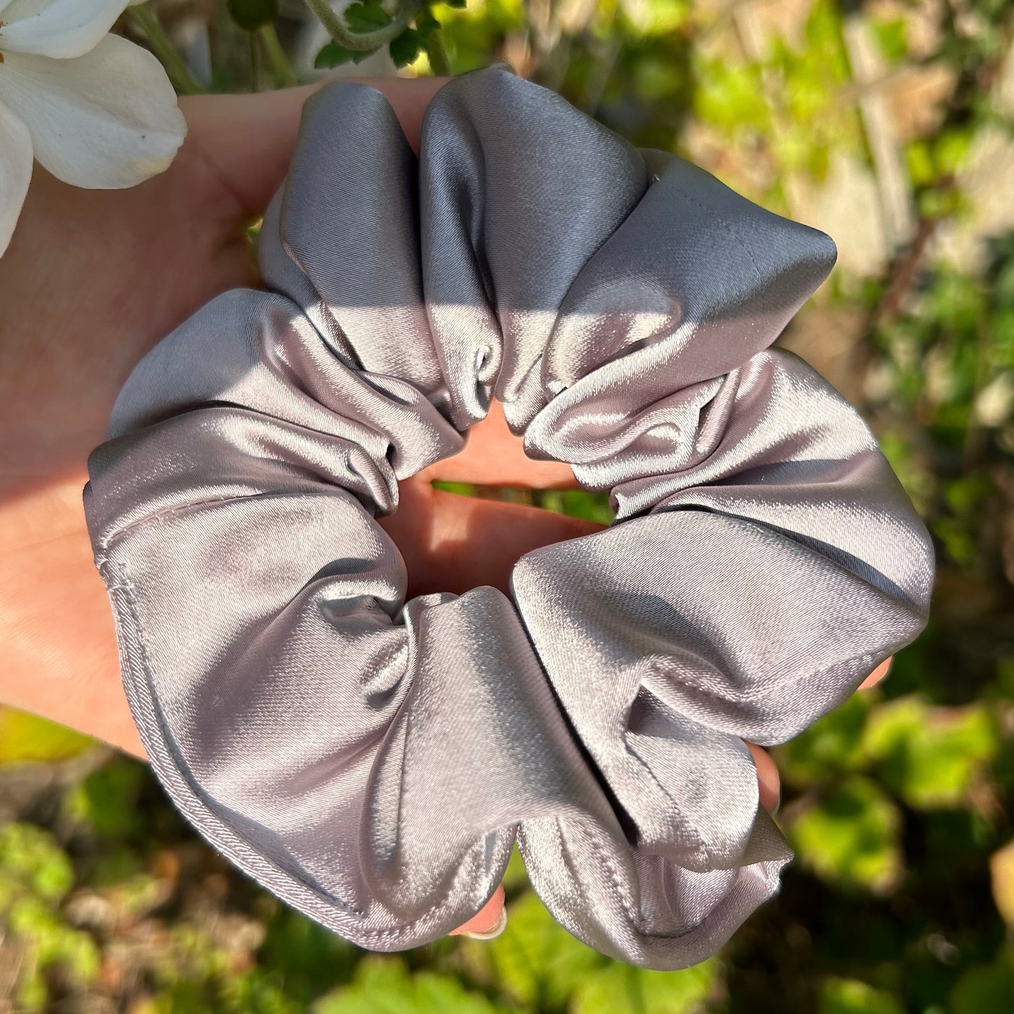 Dusky Lilac Satin Scrunchie