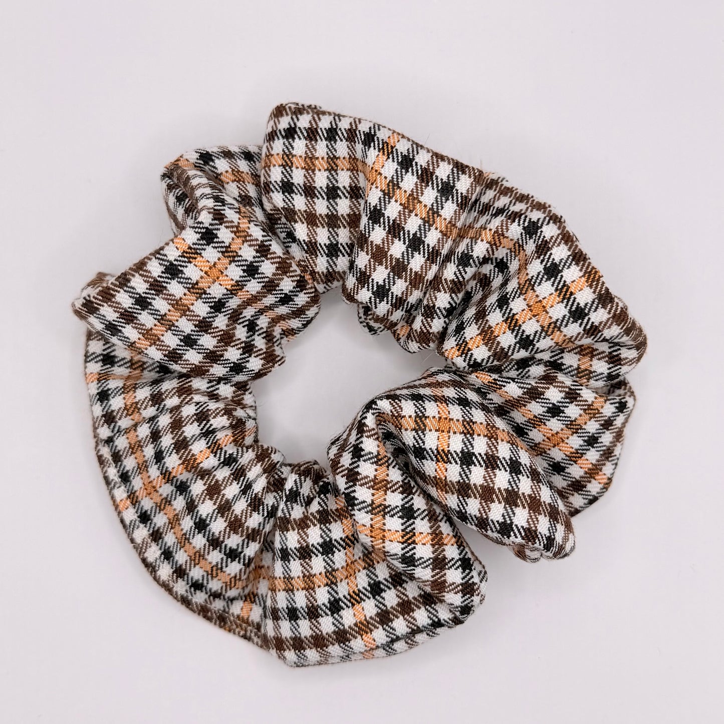 Brown Checked Scrunchie