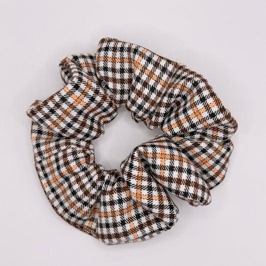 Brown Checked Scrunchie