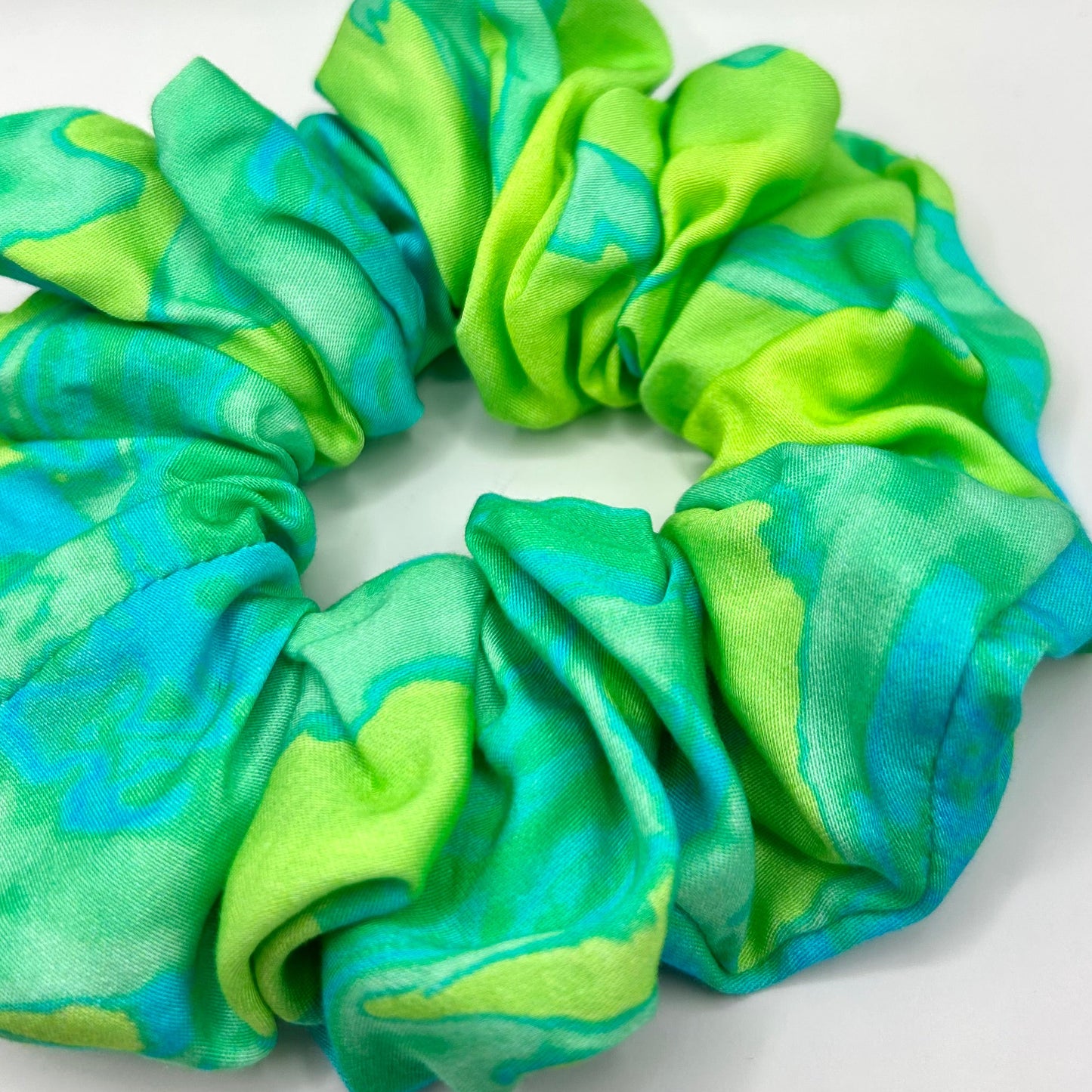 Turquoise & Green Watercolour Scrunchie
