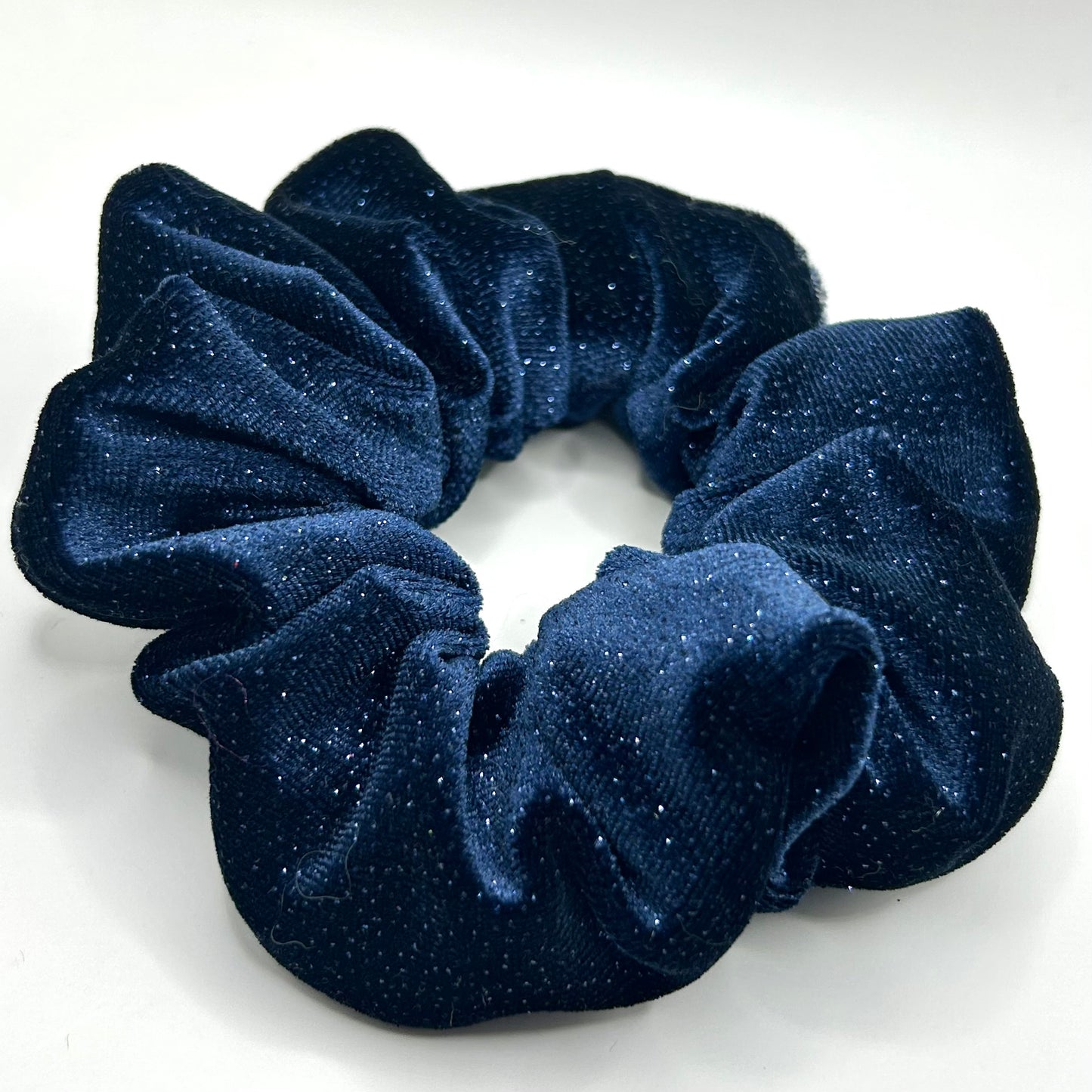Midnight Blue Sparkly Velvet Scrunchie