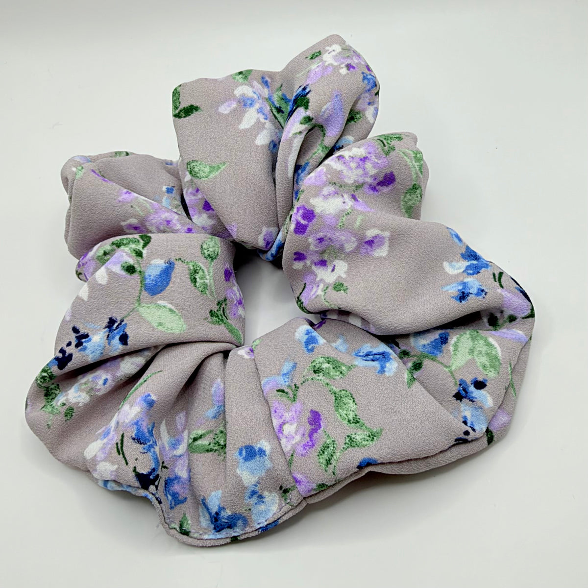 Grey Floral Watercolour Scrunchie