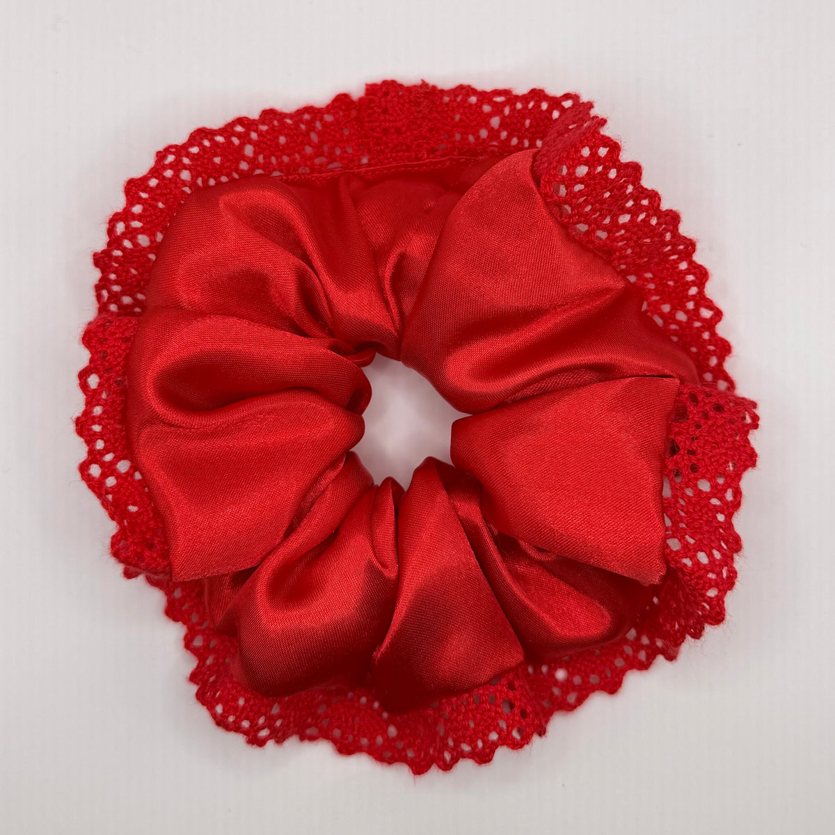 Red Satin Scrunchie with Trim