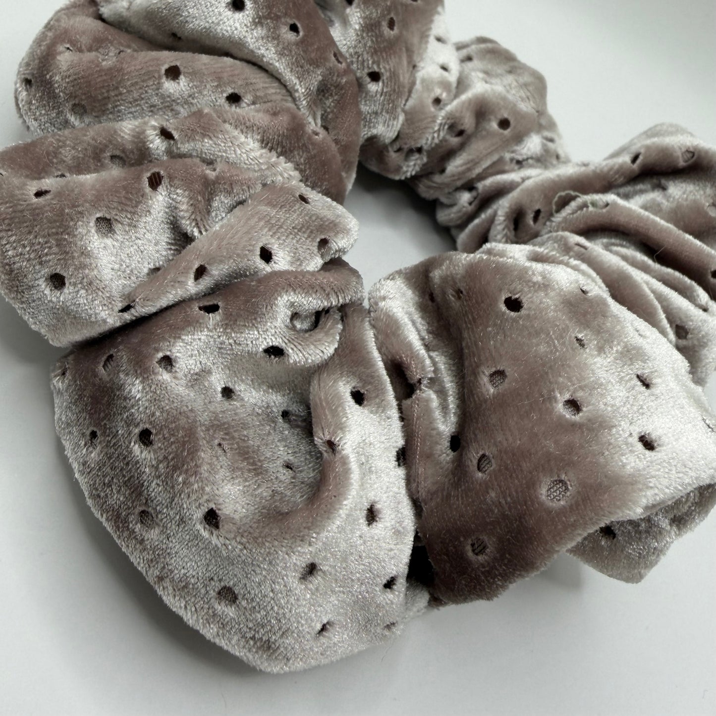 Smokey Lilac Velvet Hole Scrunchie