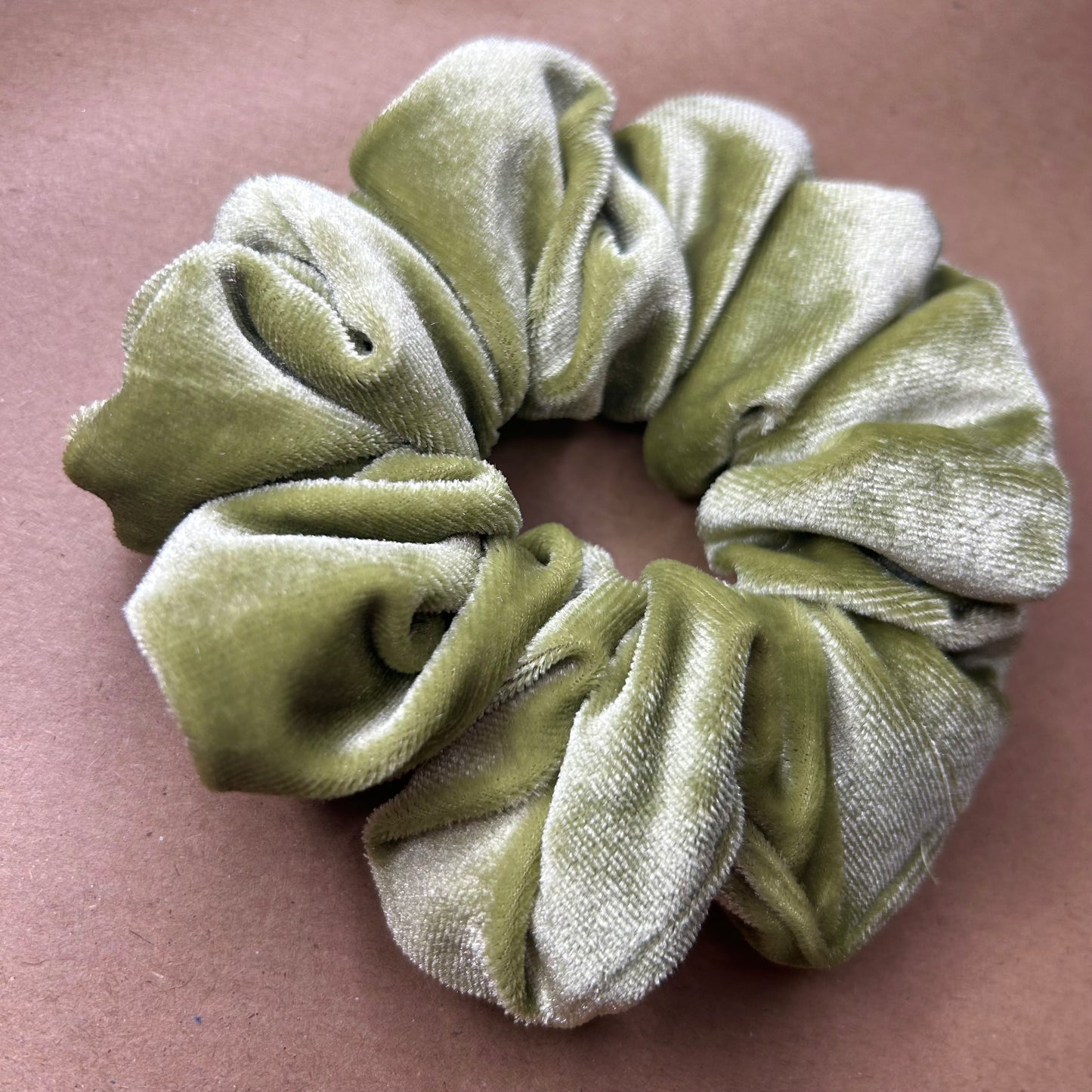 Light Moss Green Velvet Scrunchie