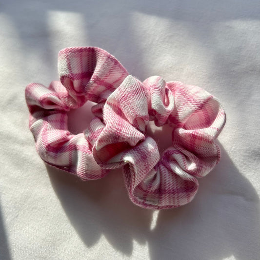 Pink and White Checked Baby Scrunchie