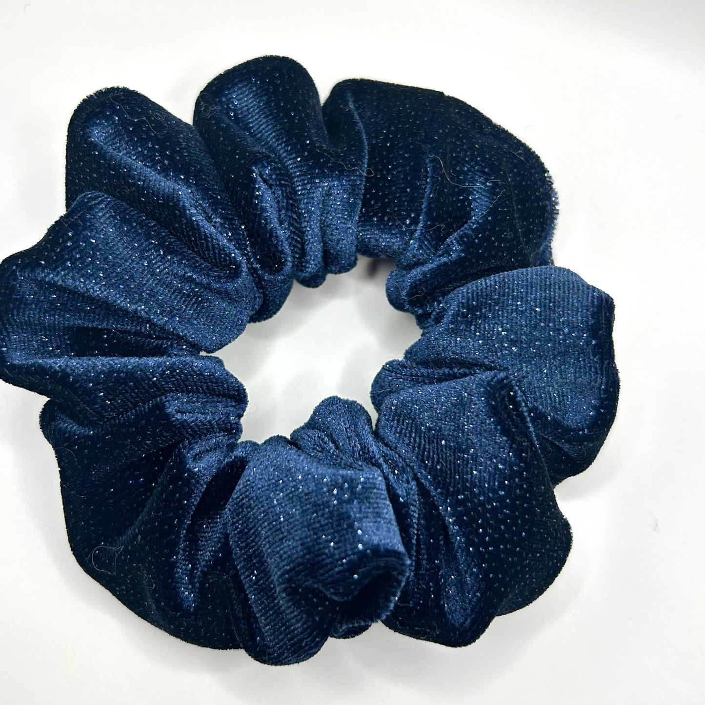 Midnight Blue Sparkly Velvet Scrunchie