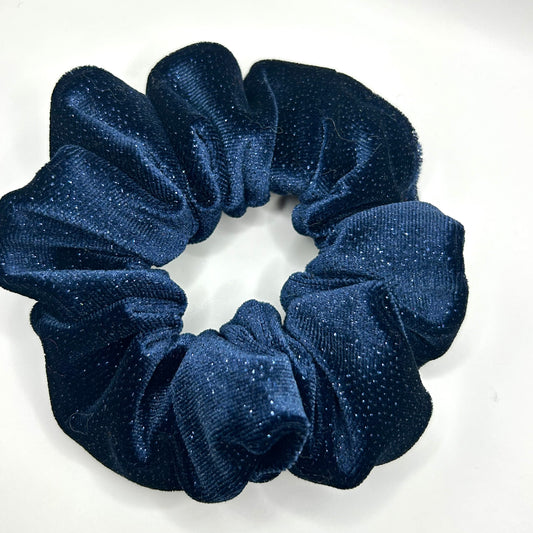 Midnight Blue Sparkly Velvet Scrunchie