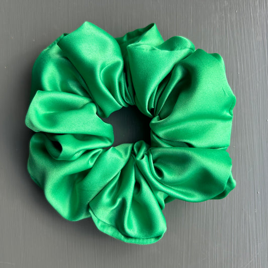 Pea Green Satin Scrunchie