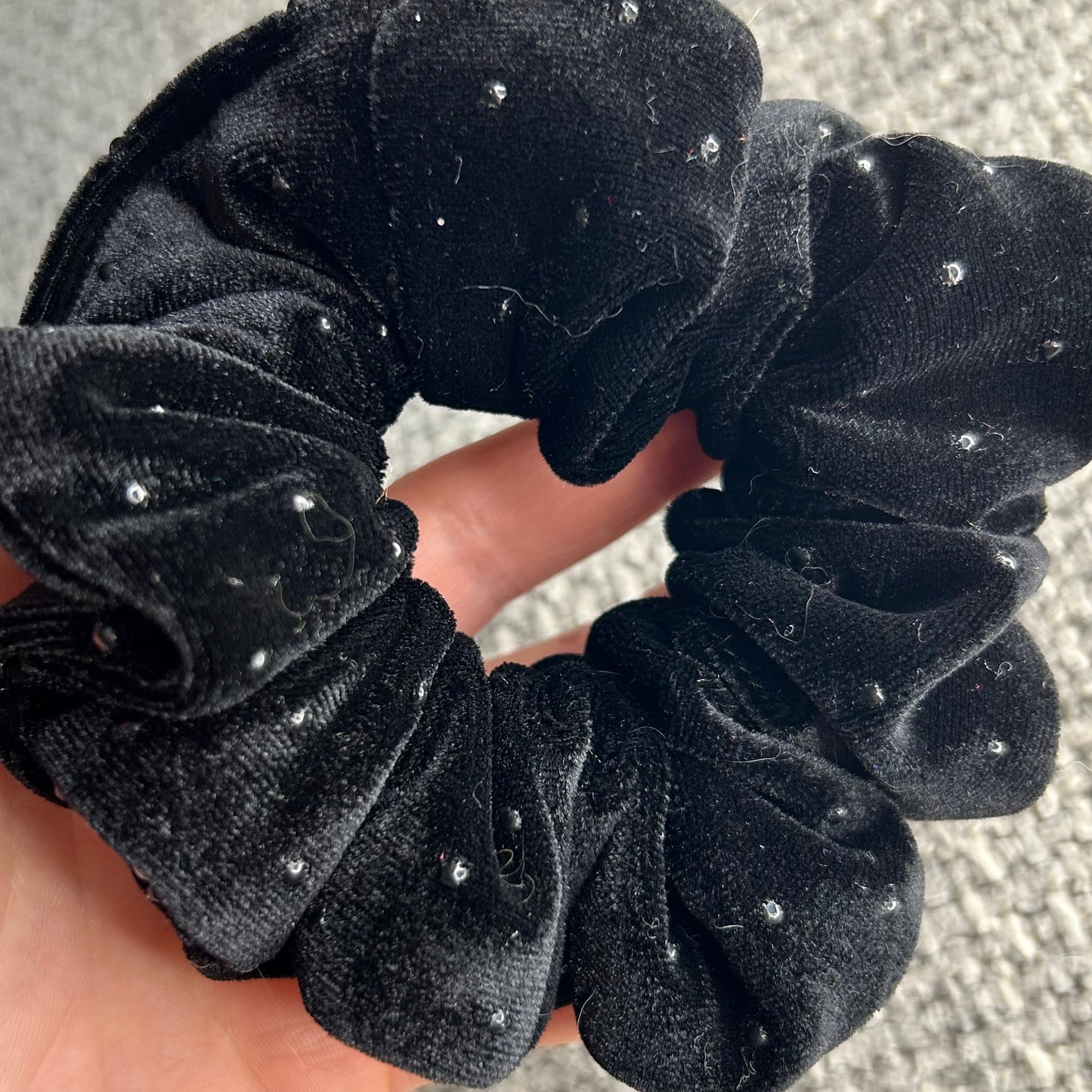 Black Studded Velvet Scrunchie