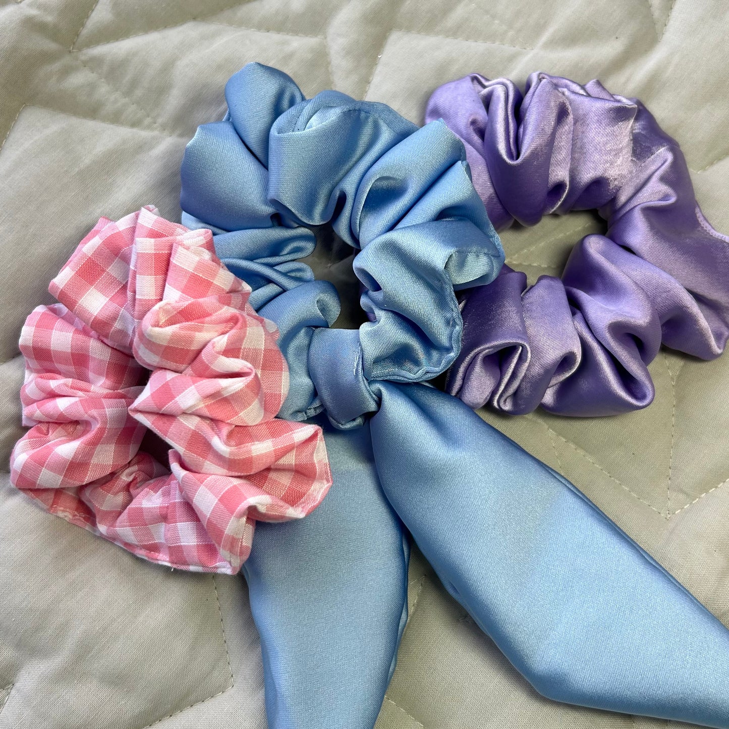 Sky Blue Satin Scrunchie