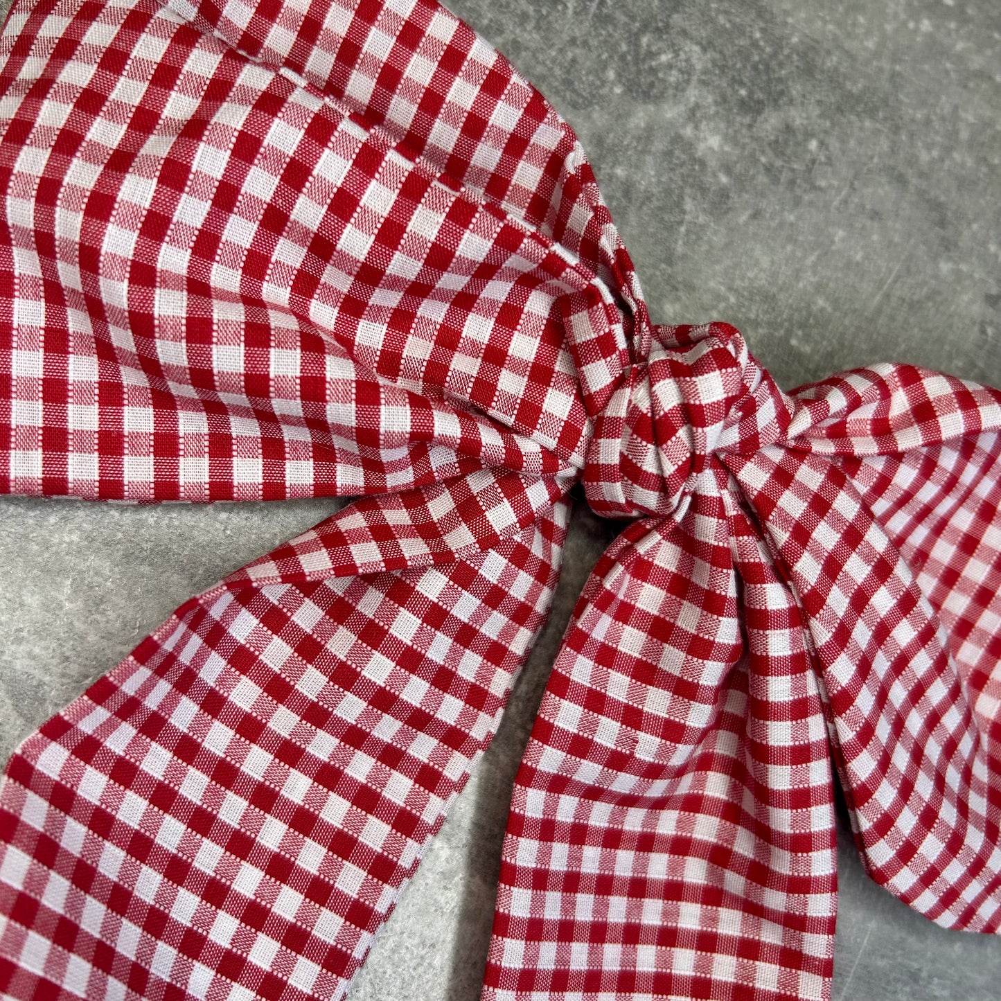 Red Gingham Hair Bow on Silver Clip