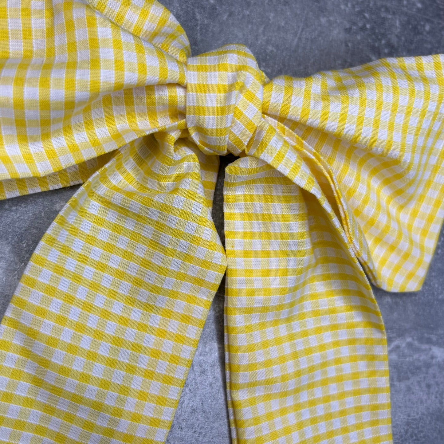 Yellow Gingham Hair Bow on Silver Clip