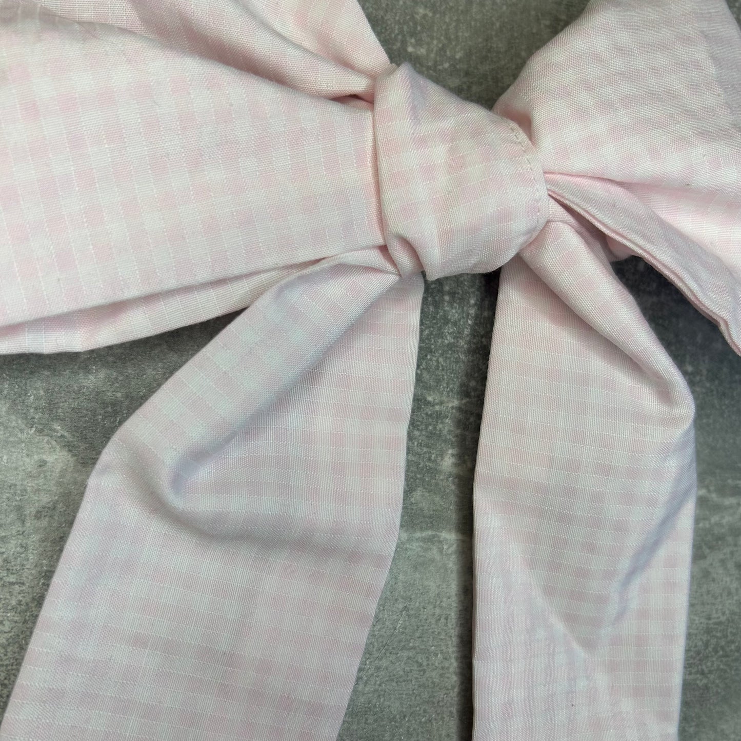 Pale Pink Gingham Hair Bow on Silver Clip