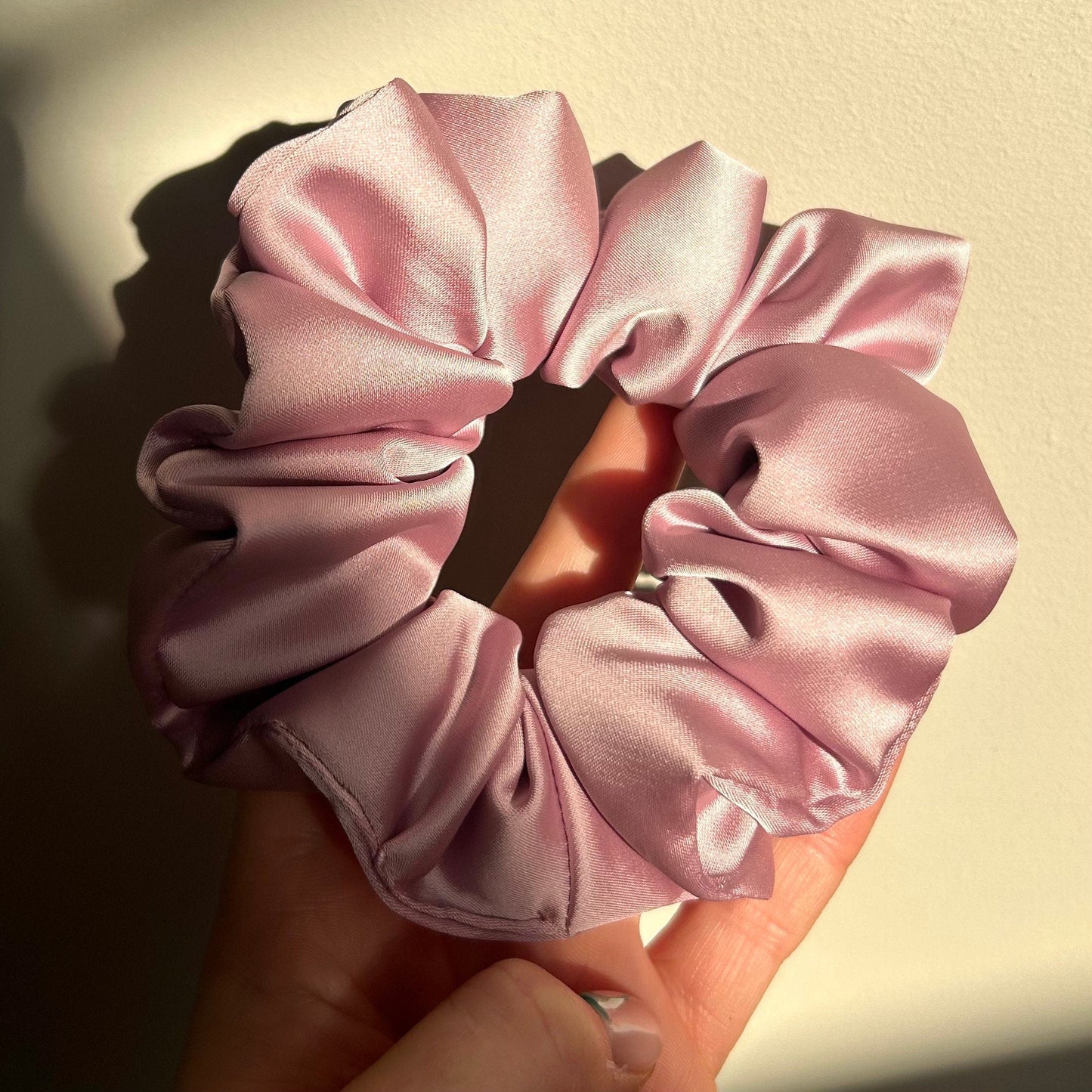 Dusky Pink/Purple Satin Scrunchie