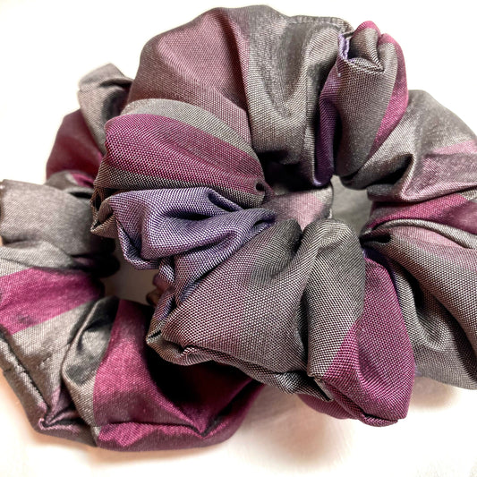 Metallic Purple Striped Scrunchie