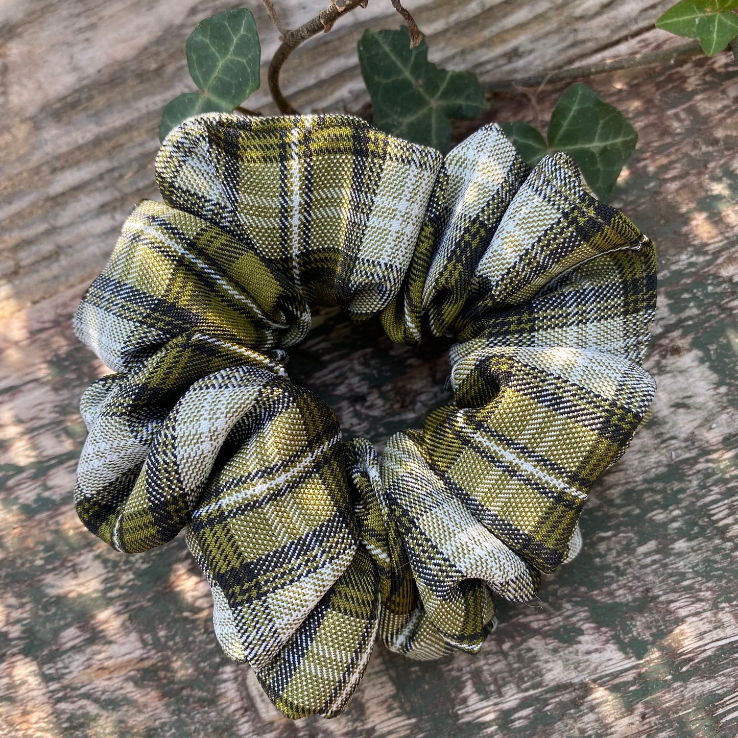 Green Tartan Scrunchie