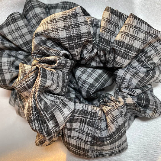 Grey Checked Scrunchie