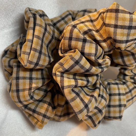 Yellow and Black Checked Scrunchie