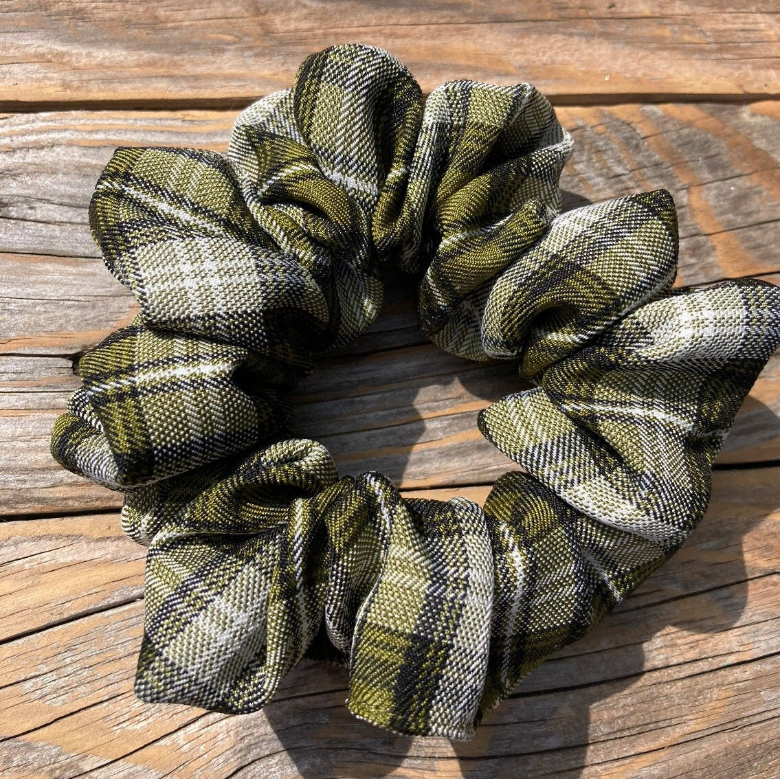 Green Tartan Scrunchie