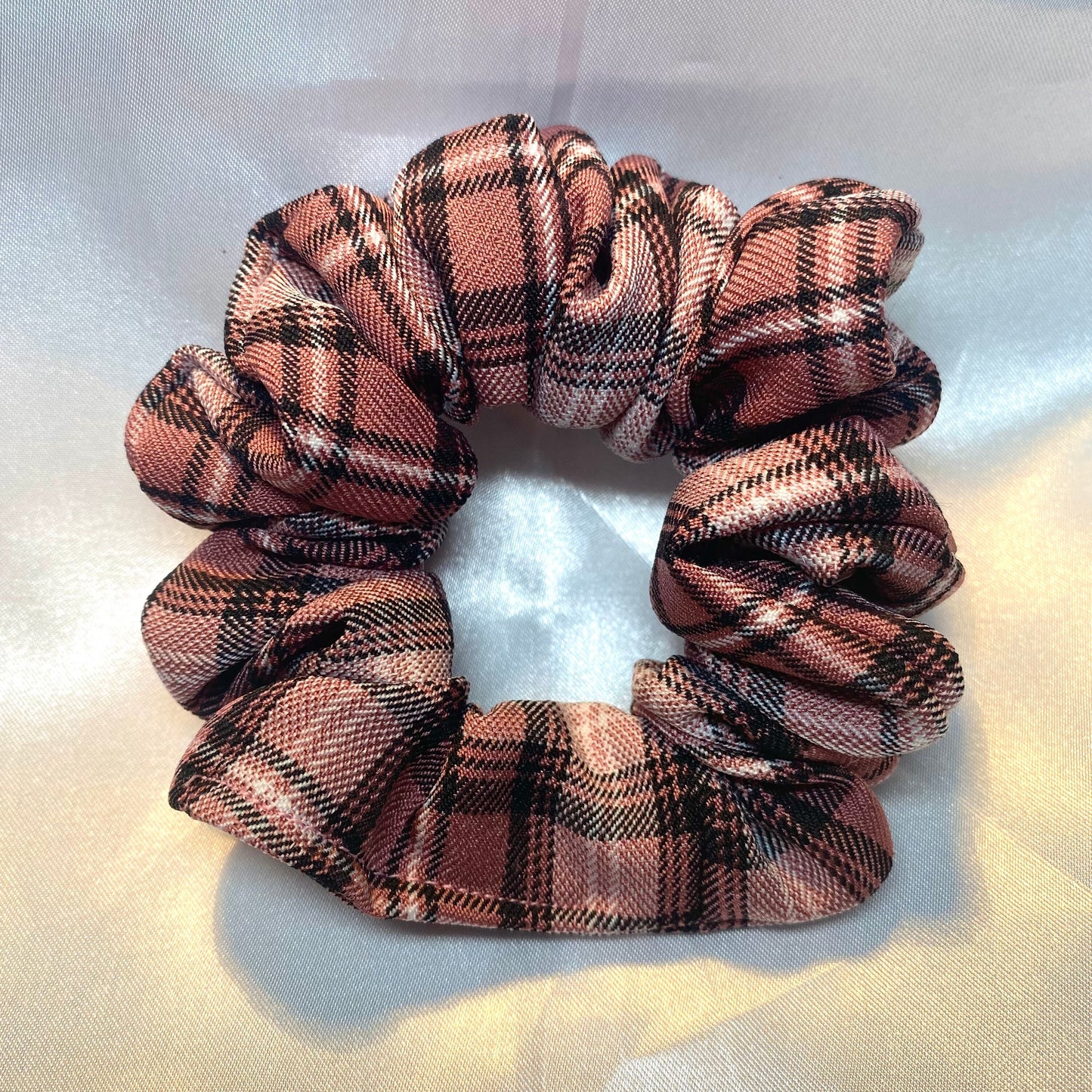 Pink Tartan Scrunchie