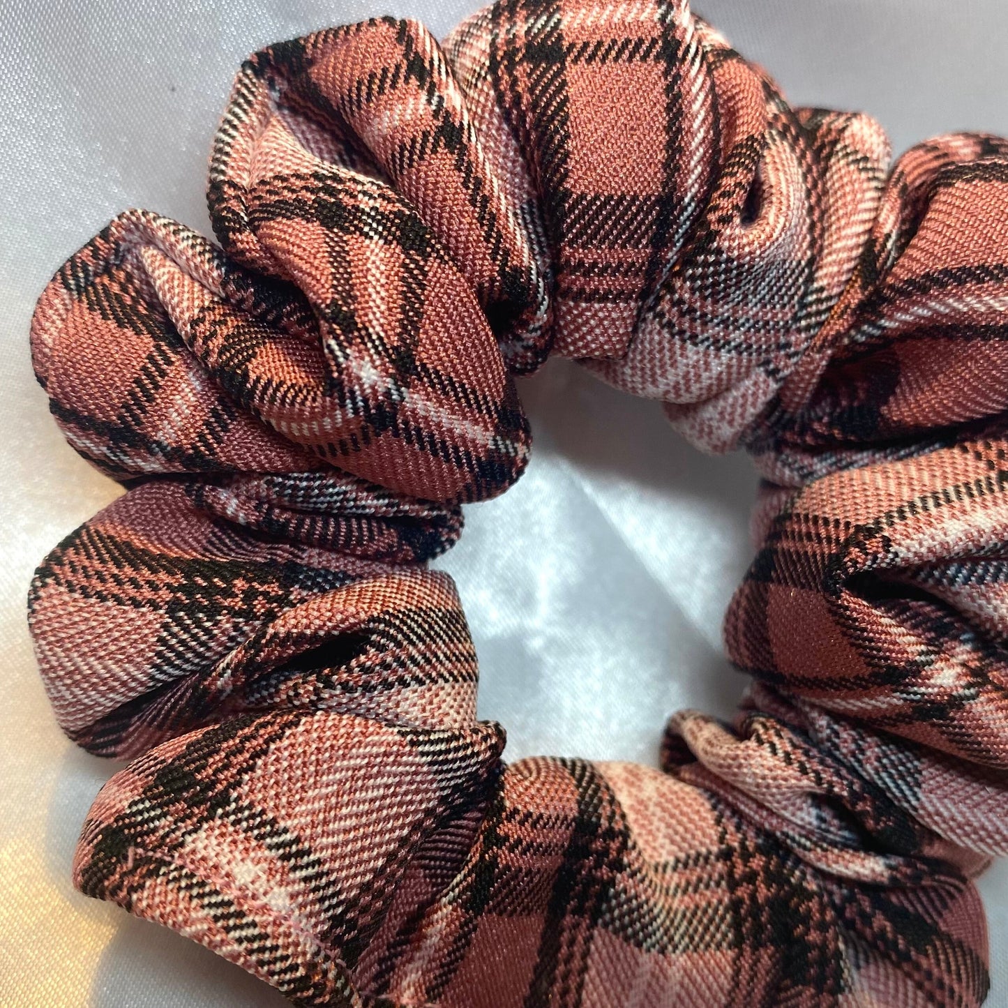 Pink Tartan Scrunchie