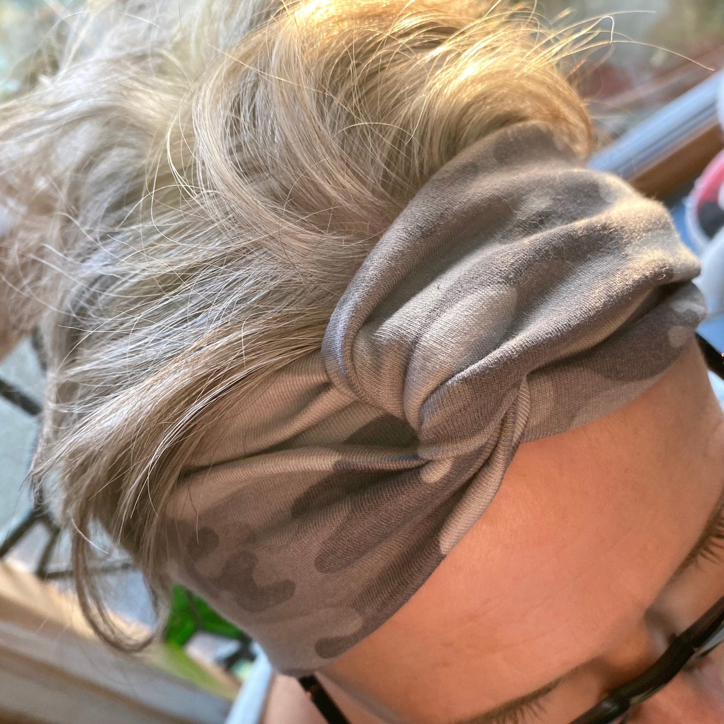 Camo Grey Twist Jersey Headband