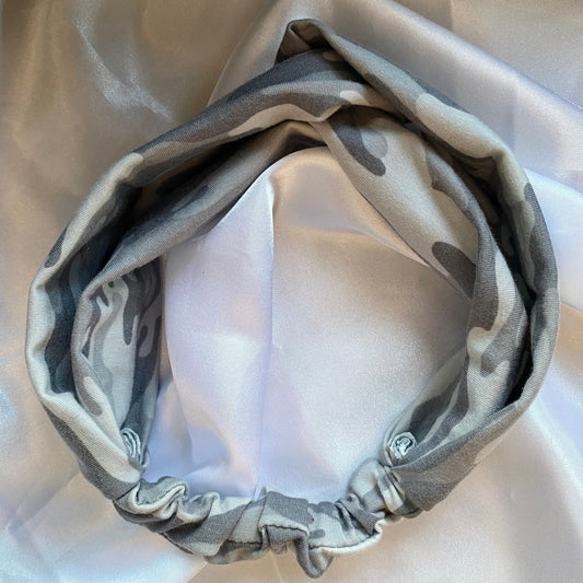 Camo Grey Twist Jersey Headband