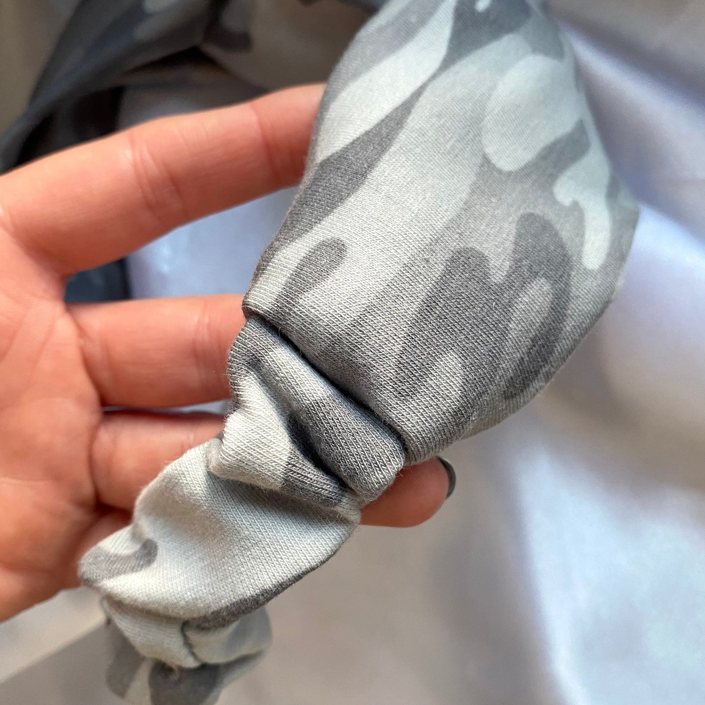 Camo Grey Twist Jersey Headband