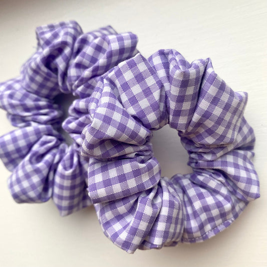 Lilac Gingham Scrunchie