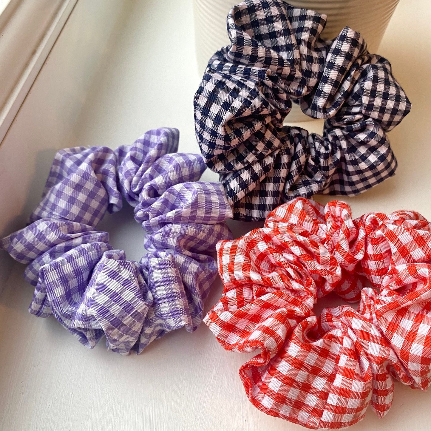 Lilac Gingham Scrunchie