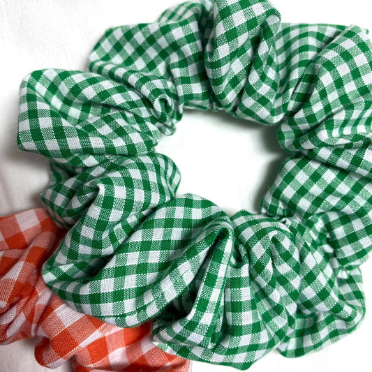 Green Gingham Scrunchie