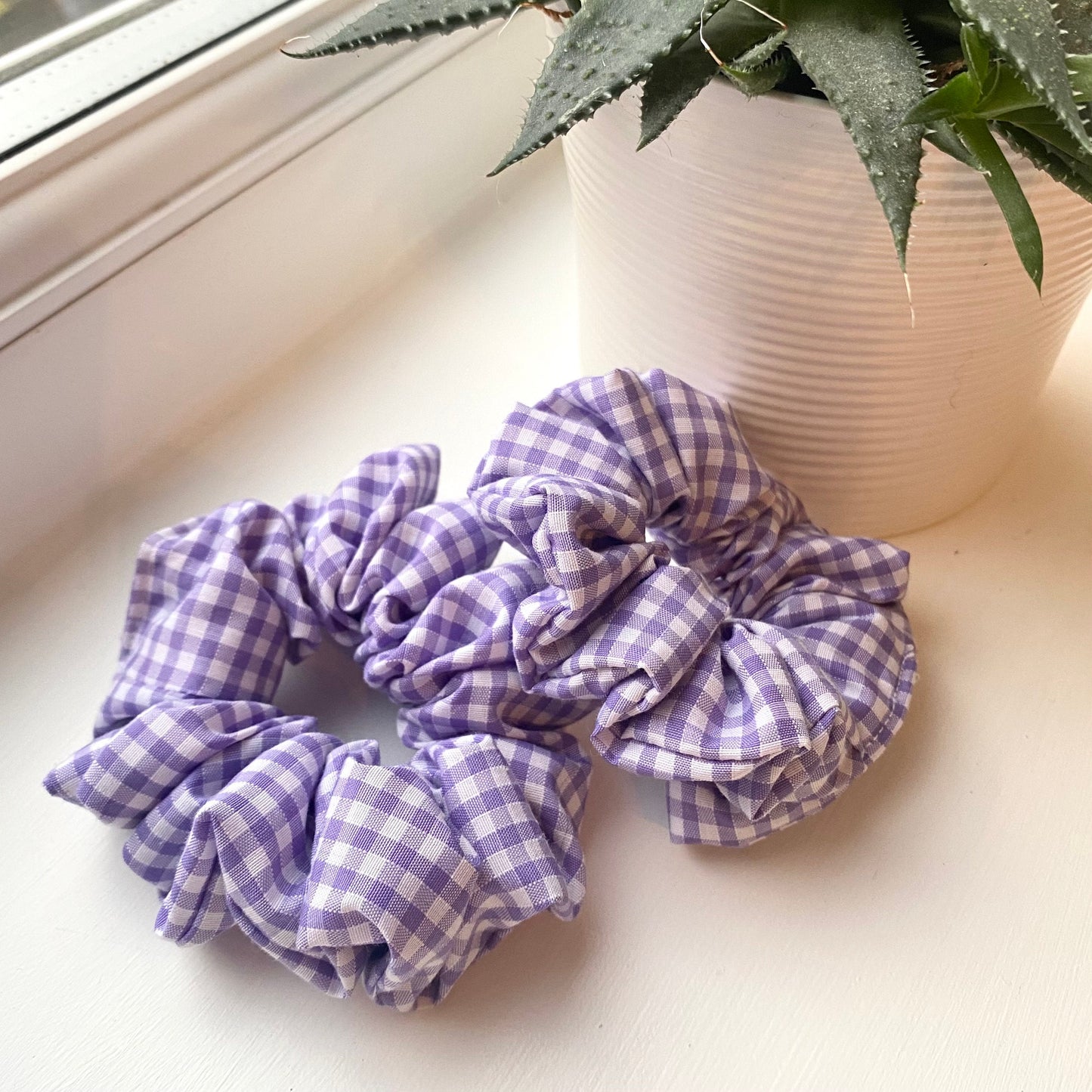 Lilac Gingham Scrunchie