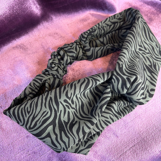 Khaki Tiger Print Jersey Headband