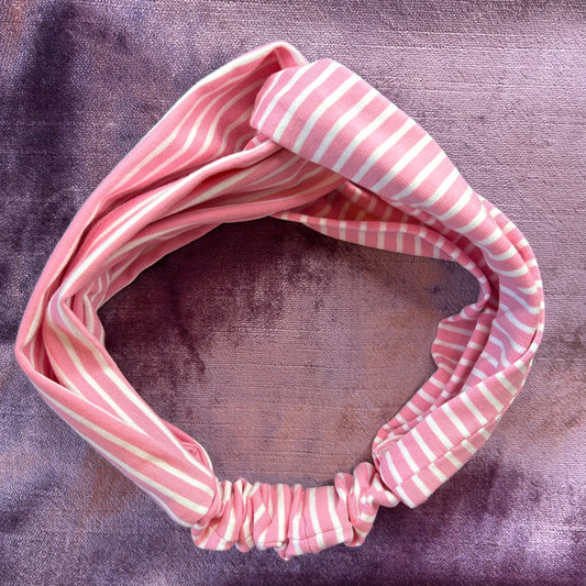 Pink Striped Jersey Headband