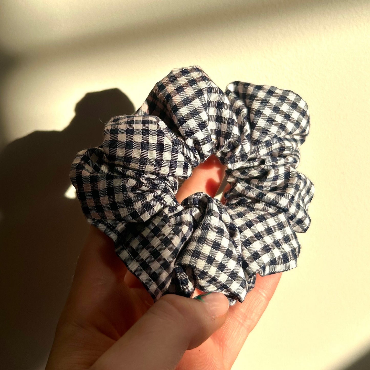 Navy Blue Gingham Scrunchie