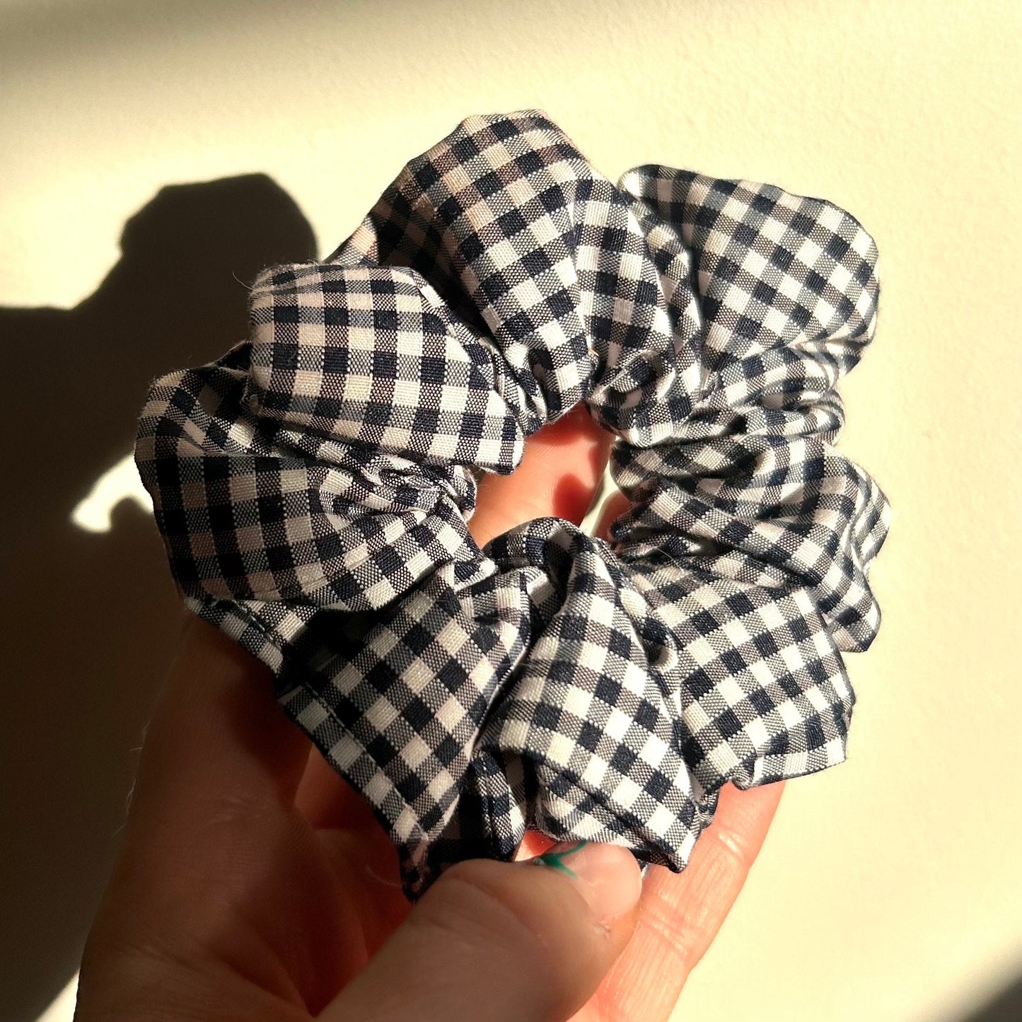 Navy Blue Gingham Scrunchie