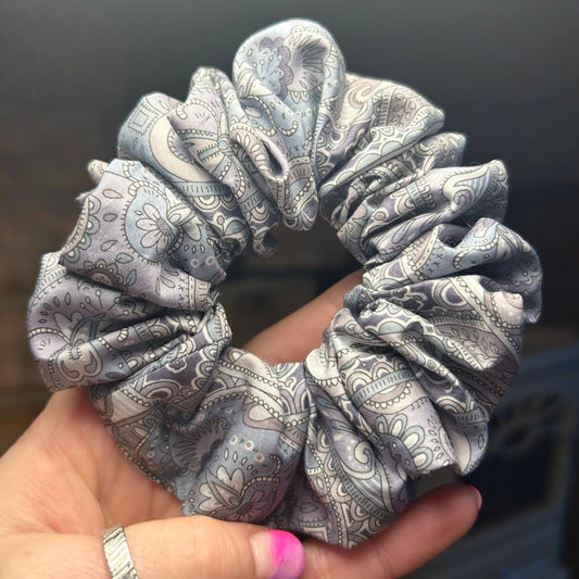 Liberty Grey Paisley Print Scrunchie