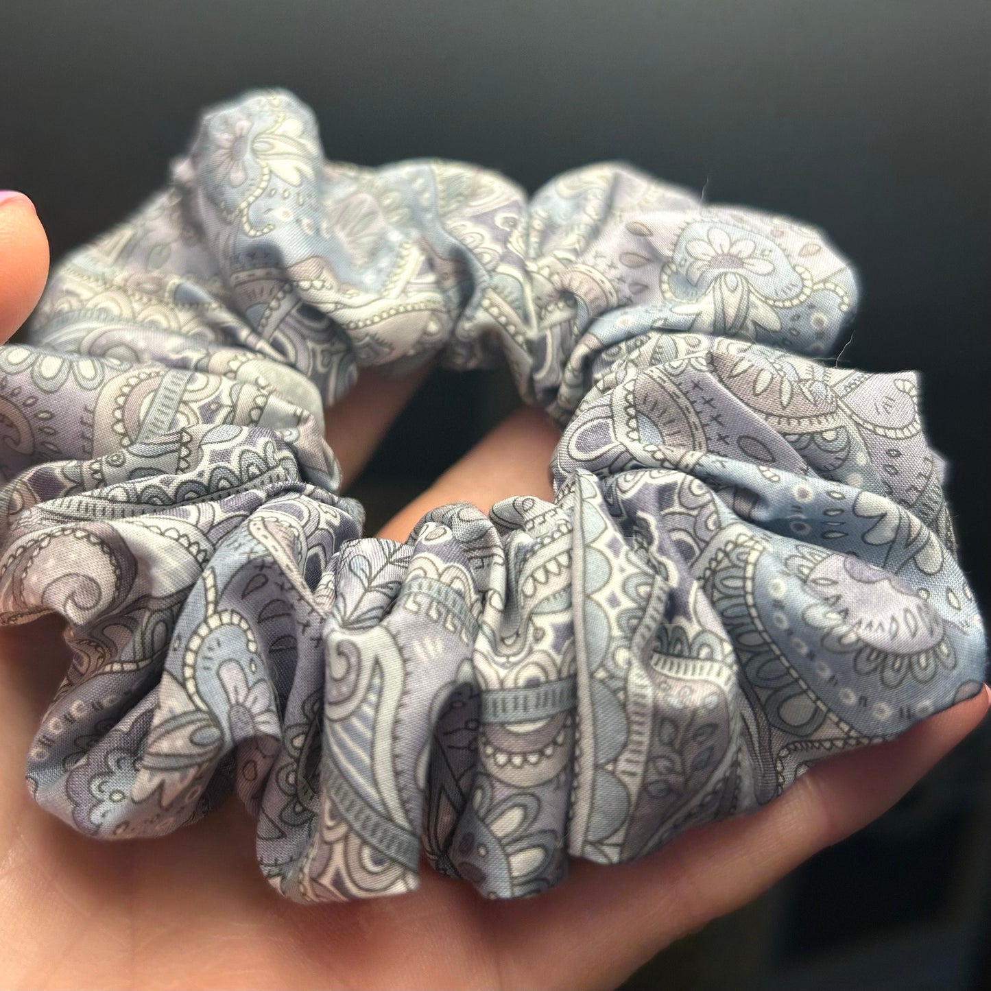 Liberty Grey Paisley Print Scrunchie