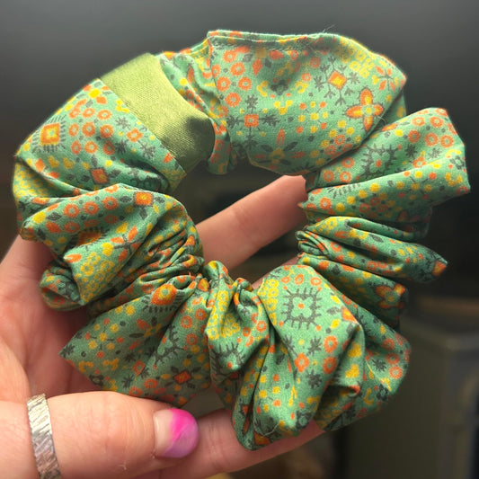 Green Aztec Pattern Scrunchie