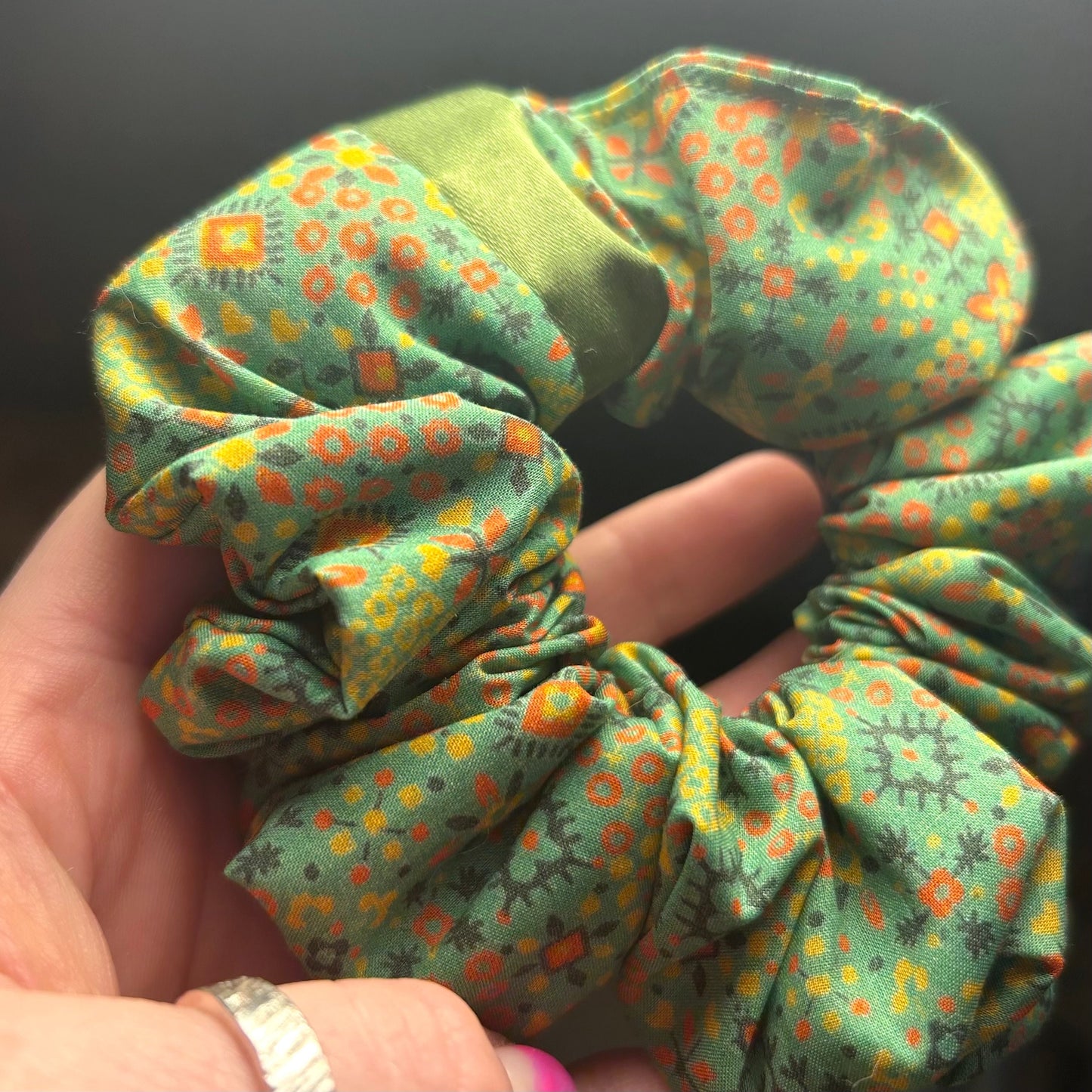 Green Aztec Pattern Scrunchie